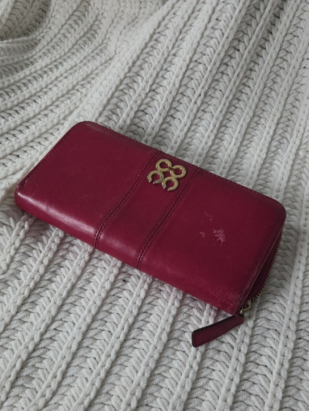 Coach Pink Leather Zip Around Wallet